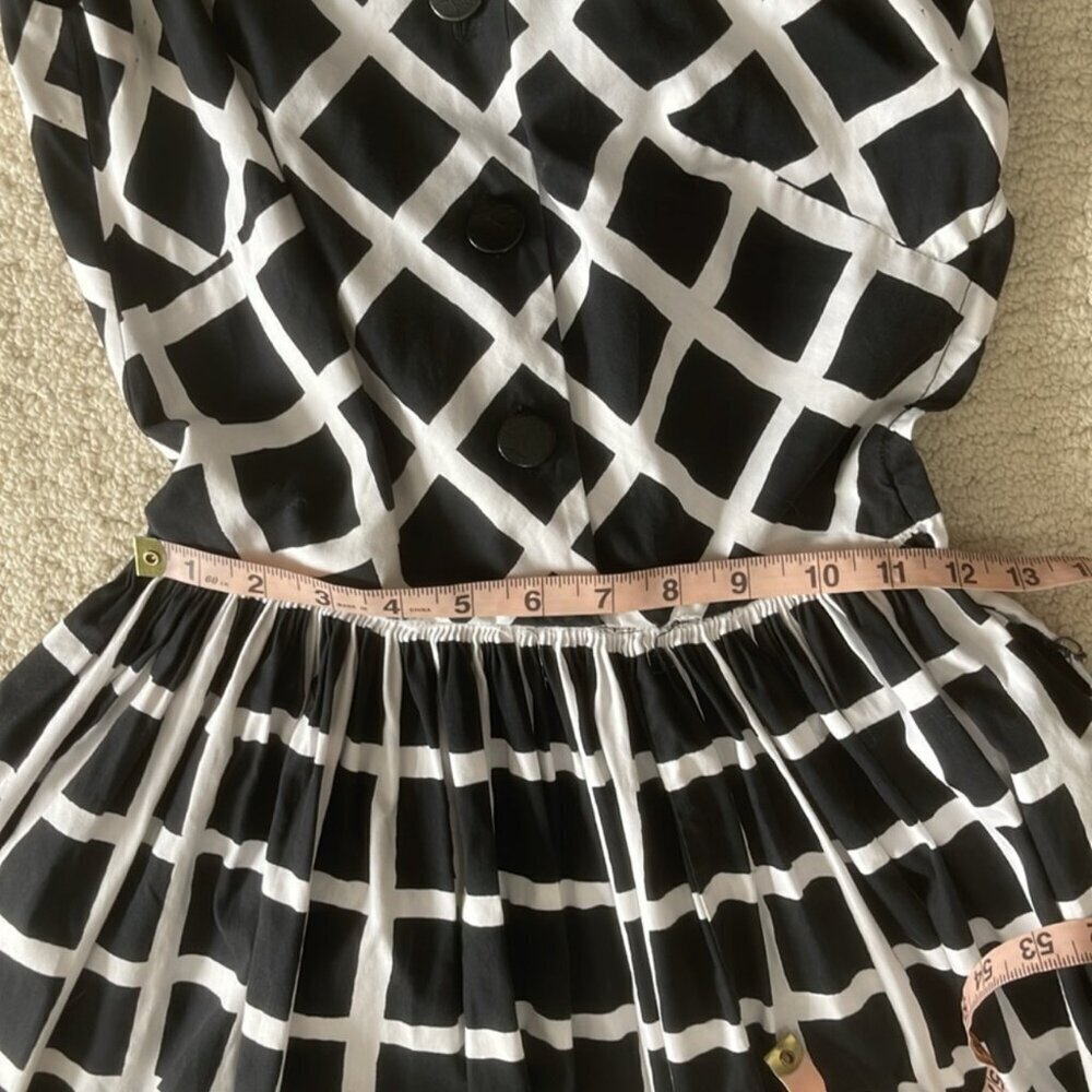 Vintage Doris Dodson Black / White Fit & Flare Dress 1950s Fits XXS-XS - Picture 14 of 16
